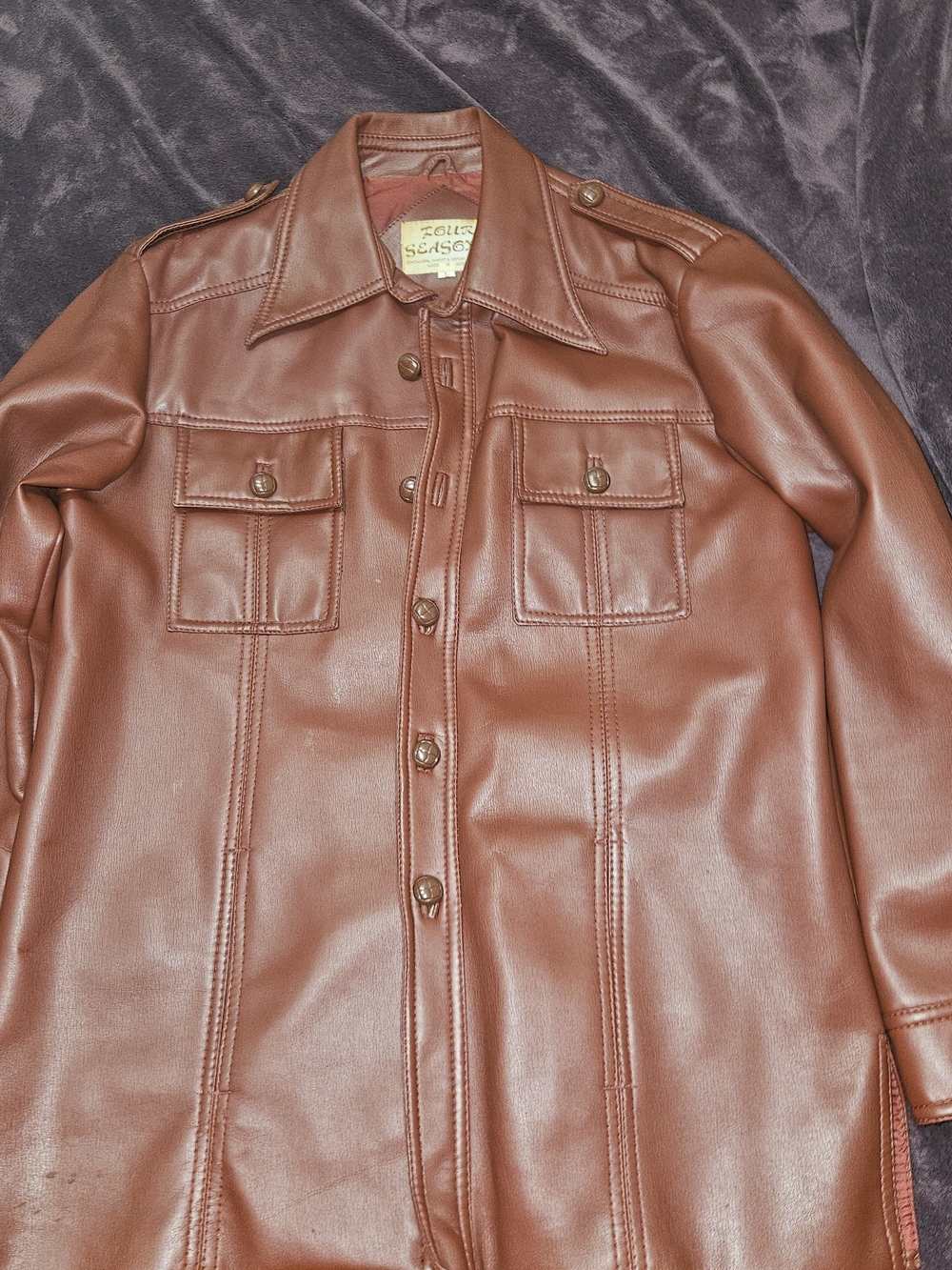 Vintage Four Seasons Faux Leather Brown Jacket Large